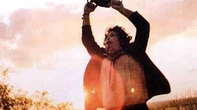 Leatherface and his popular chainsaw in The Texas Chainsaw Massacre.