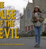 Samantha (Jocelin Donahue) at the title screen of the Ti West supernatural horror film The House of the Devil.