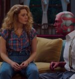 Wanda and Vision talking on the couch